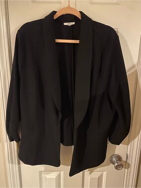 Bar III Black Open-Front Shawl Collar Blazer